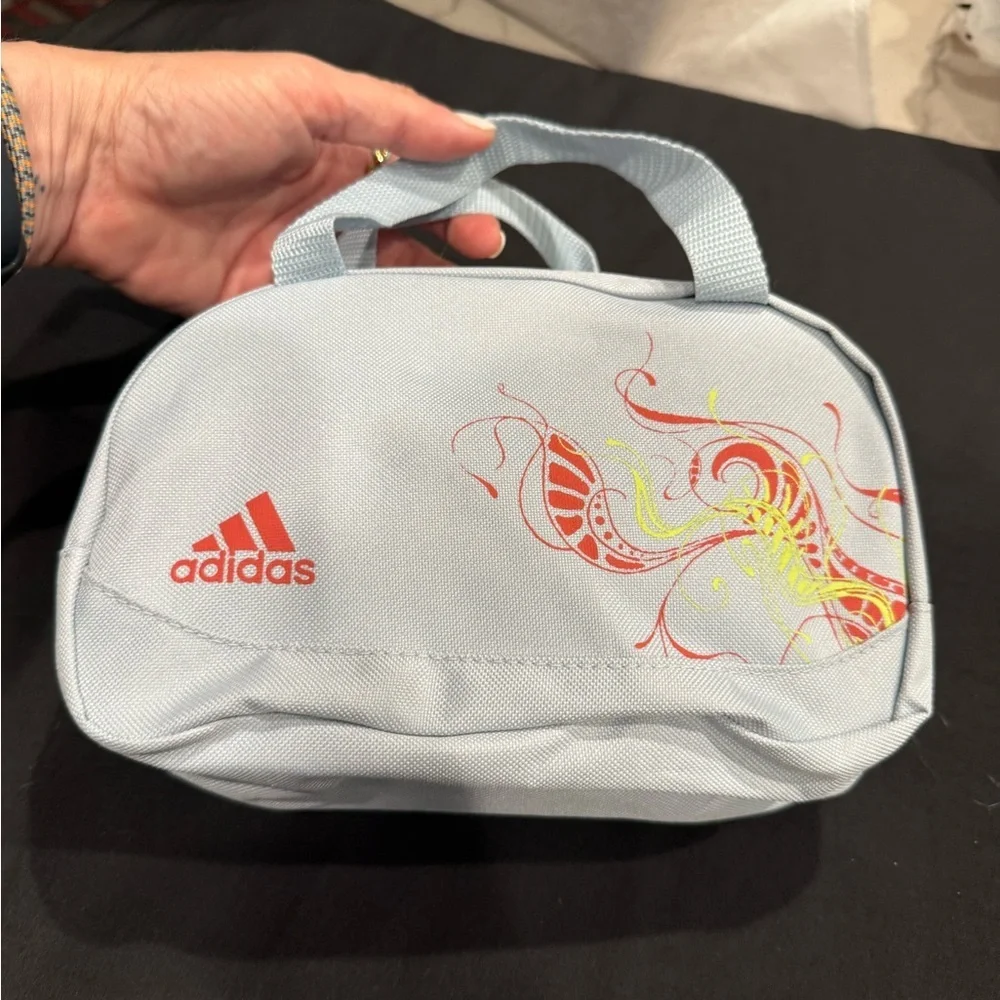 Adidas Light Blue Cosmetic Bag with Red Logo
